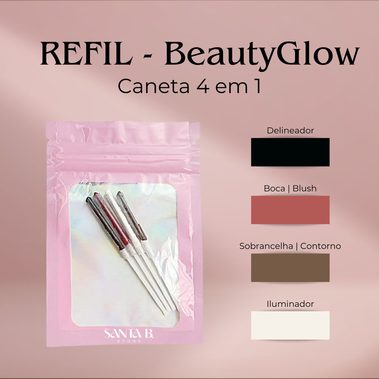 Refil da BeautyGlow - Caneta 4 em 1 de Maquiagem